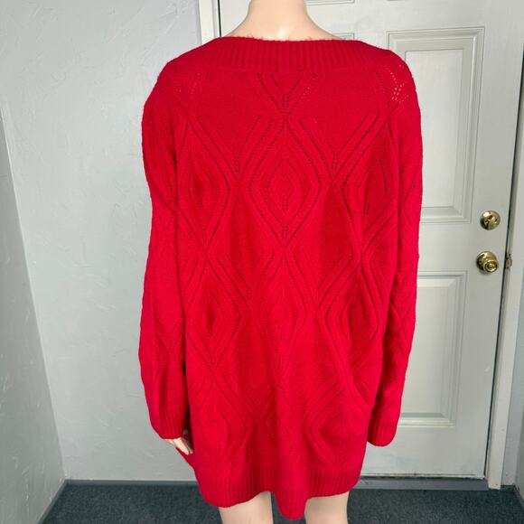 NEW Talbots Women's Sweater 2X Plus Size Open Knit Christmas Acrylic Comfy FF24 - Picture 4 of 7